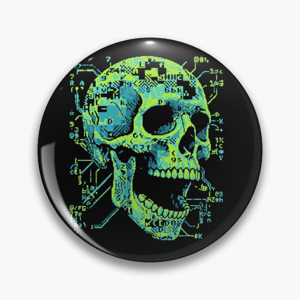 Artikelvorschau, Cyber-Schädel ASCII Pixel Art Hacker Programmierer entworfen und verkauft von d247.