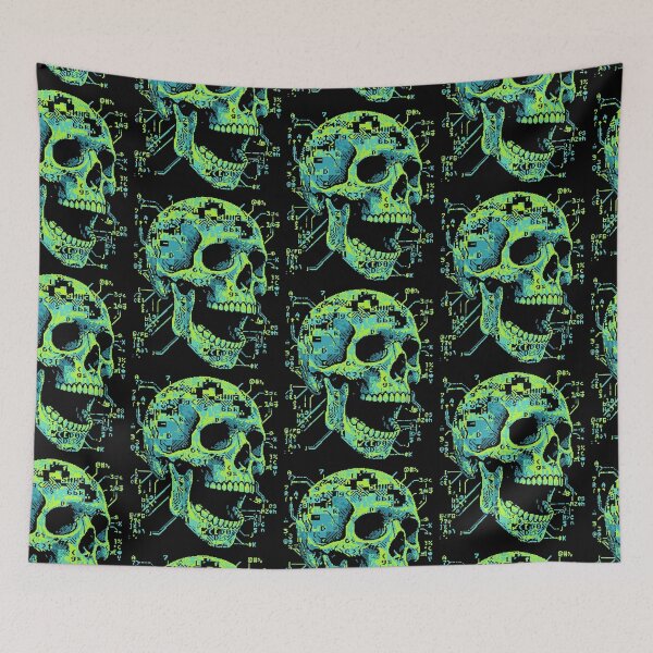Item preview, Cyber Skull ASCII Pixel Art Hacker Programmer designed and sold by d247.