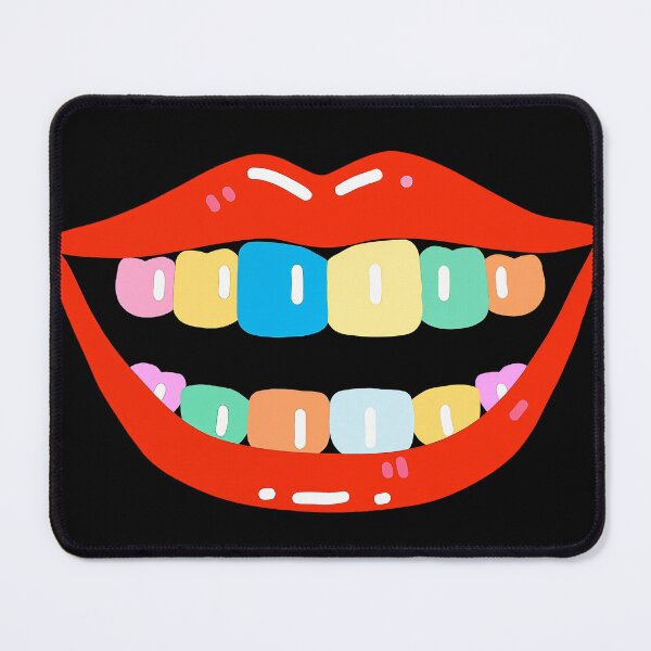 Item preview, Cute Cartoon Red Lips with Rainbow Colorful Teeth Doodle Art designed and sold by OksArtStudio.