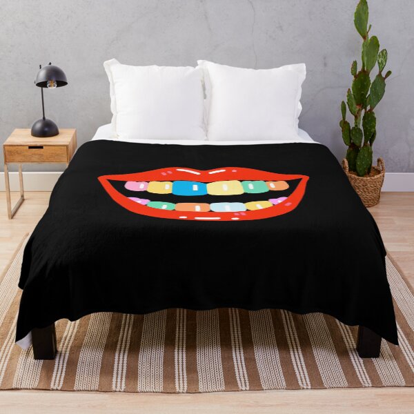 Item preview, Cute Cartoon Red Lips with Rainbow Colorful Teeth Doodle Art designed and sold by OksArtStudio.