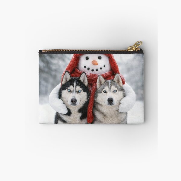Item preview, Happy Snowman Hugging Two Husky Dogs designed and sold by Maria Dryfhout.
