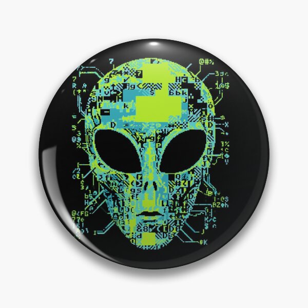 Item preview, Cyber Alien Head ASCII Glitch Art Pixel Tech designed and sold by d247.