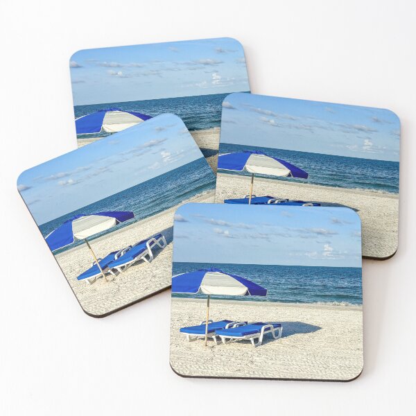 Item preview, Blue Loungers and Umbrella on White Sand Beach designed and sold by Craig Bernstein.