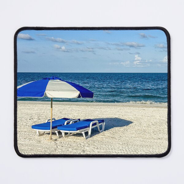Item preview, Blue Loungers and Umbrella on White Sand Beach designed and sold by Craig Bernstein.