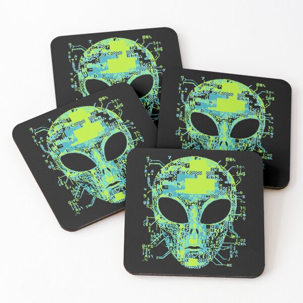 Item preview, Cyber Alien Head ASCII Glitch Art Pixel Tech designed and sold by d247.