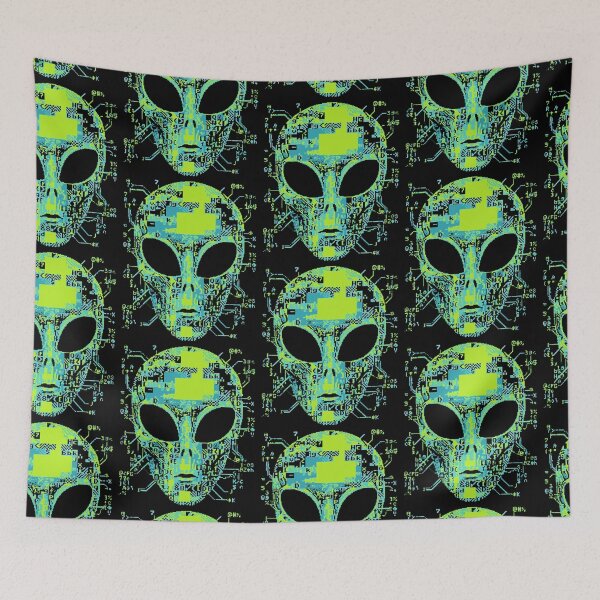 Item preview, Cyber Alien Head ASCII Glitch Art Pixel Tech designed and sold by d247.