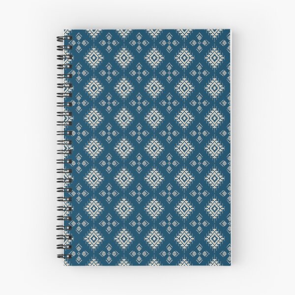 Item preview, Thai Ikat Diamond Seamless Pattern Navy Cream Traditional Thai Pixel Woven Textile Fabric Design designed and sold by KOPatternCo.