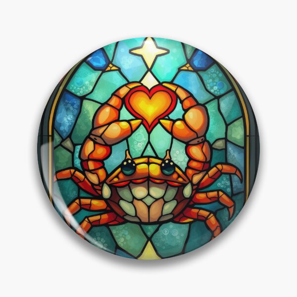 Item preview, Crab with Heart Stained Glass Zodiac Art designed and sold by pinkal.