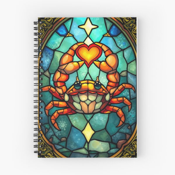 Item preview, Crab with Heart Stained Glass Zodiac Art designed and sold by pinkal.