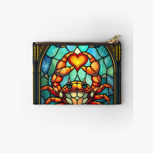 Item preview, Crab with Heart Stained Glass Zodiac Art designed and sold by pinkal.