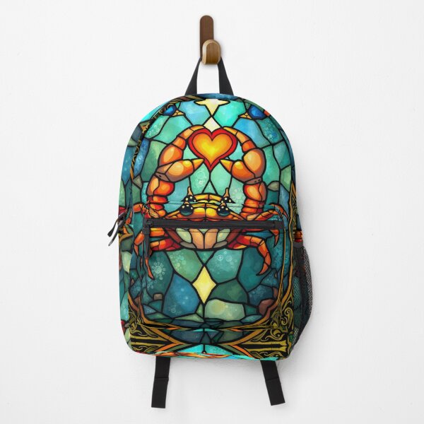 Item preview, Crab with Heart Stained Glass Zodiac Art designed and sold by pinkal.
