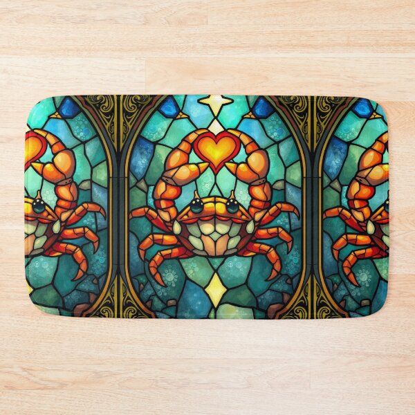 Item preview, Crab with Heart Stained Glass Zodiac Art designed and sold by pinkal.