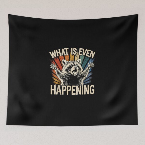 Item preview, Retro What is Even Happening Funny Raccoon Meme  designed and sold by MatherFisher.