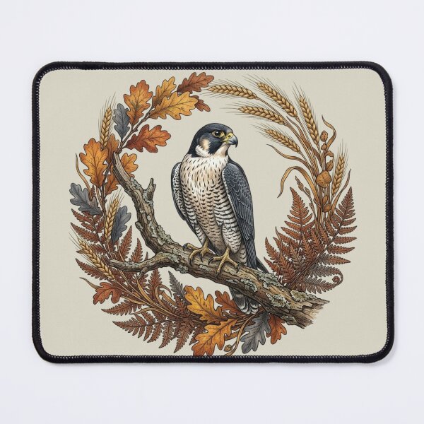Item preview, Autumn Peregrine Falcon Oak Wreath Bird Nature Art designed and sold by BirdsnStuff.