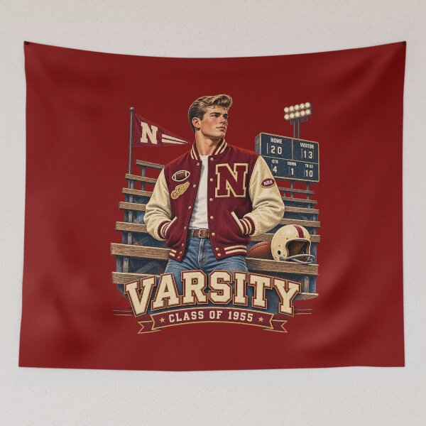 Item preview, 1955 Varsity Football Letterman Jacket designed and sold by Normandy Road Heritage™ - Vintage Garage Art.