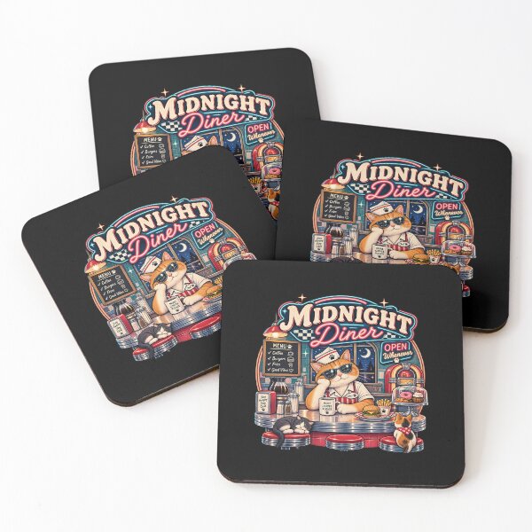 Item preview, Midnight Diner Cat – Retro Vintage Cat Coffee & Diner designed and sold by DESPOT07.