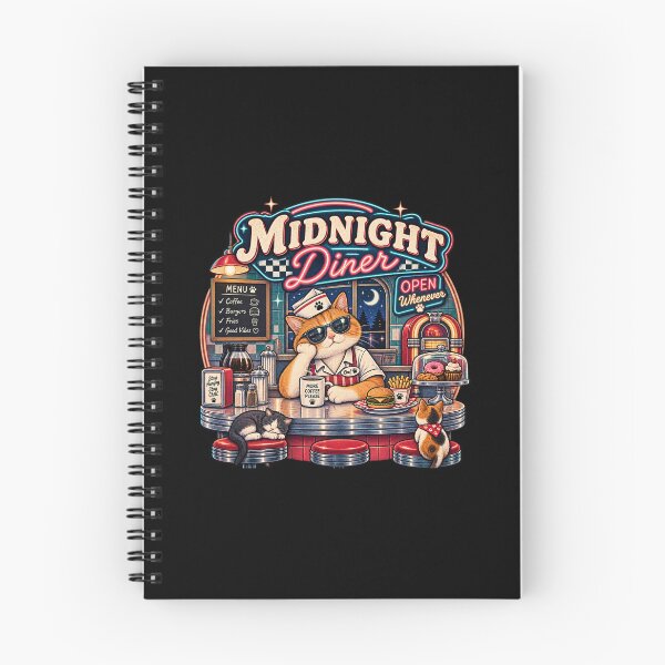 Item preview, Midnight Diner Cat – Retro Vintage Cat Coffee & Diner designed and sold by DESPOT07.