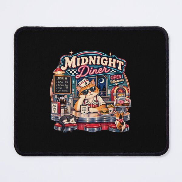 Item preview, Midnight Diner Cat – Retro Vintage Cat Coffee & Diner designed and sold by DESPOT07.