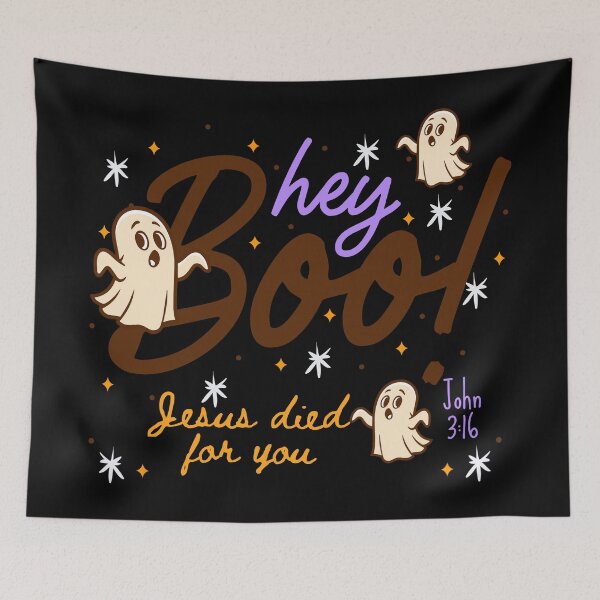 Item preview, Christian Halloween Cute Ghost Boo Jesus Saves Holy Spirit Spooky Season Christian Fall John 3 16 Bible designed and sold by Forevermore.