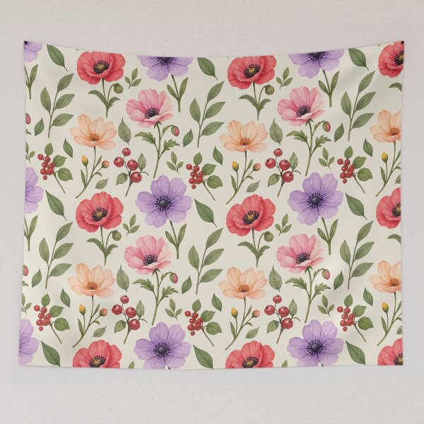 Item preview, Colorful Wildflower Botanical Pattern – Vintage Floral Print 1 designed and sold by SimplePoDesign.
