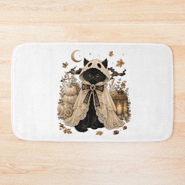 Item preview, Black Cat Ghost Cloak Cottagecore Halloween Pumpkin Design designed and sold by TadeoNivar.