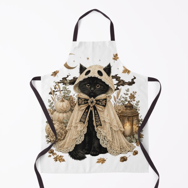 Item preview, Black Cat Ghost Cloak Cottagecore Halloween Pumpkin Design designed and sold by TadeoNivar.