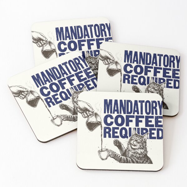 Item preview, Mandatory Coffee Required – Funny Cat Coffee Lover Design designed and sold by Mavie Bloom.