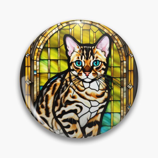 Item preview, Bengal Cat Stained Glass Portrait Art designed and sold by pinkal.