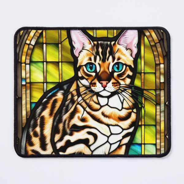 Item preview, Bengal Cat Stained Glass Portrait Art designed and sold by pinkal.