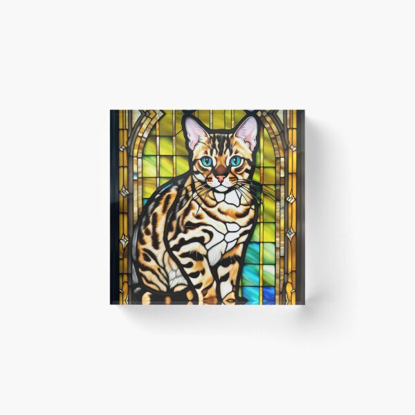 Item preview, Bengal Cat Stained Glass Portrait Art designed and sold by pinkal.