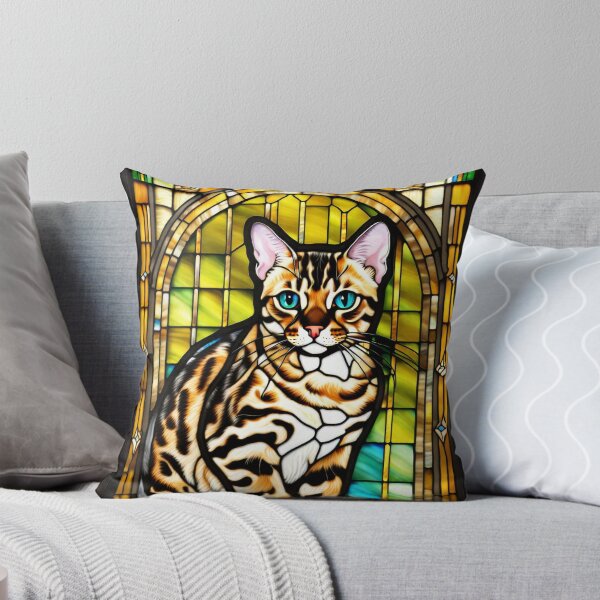 Item preview, Bengal Cat Stained Glass Portrait Art designed and sold by pinkal.