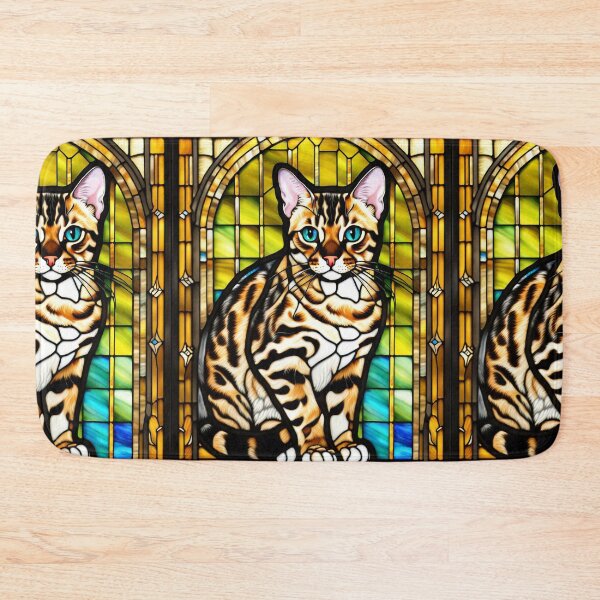Item preview, Bengal Cat Stained Glass Portrait Art designed and sold by pinkal.