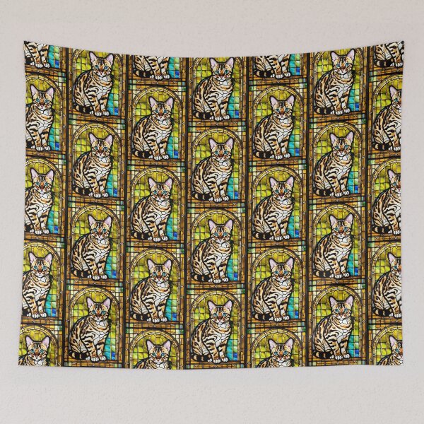 Item preview, Bengal Cat Stained Glass Portrait Art designed and sold by pinkal.