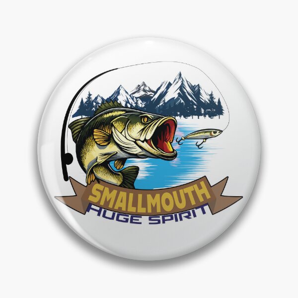 Item preview, Bass fishing Illustration with custom text "Smallmouth, Huge Spirit". designed and sold by Art-Horizon.