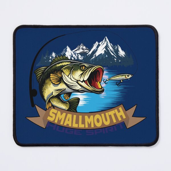 Item preview, Bass fishing Illustration with custom text "Smallmouth, Huge Spirit". designed and sold by Art-Horizon.