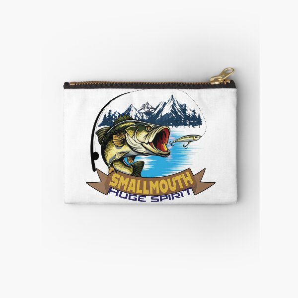 Item preview, Bass fishing Illustration with custom text "Smallmouth, Huge Spirit". designed and sold by Art-Horizon.