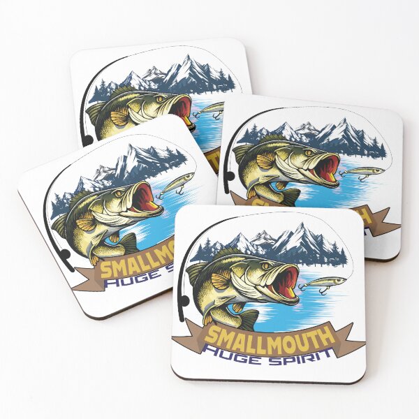 Item preview, Bass fishing Illustration with custom text "Smallmouth, Huge Spirit". designed and sold by Art-Horizon.