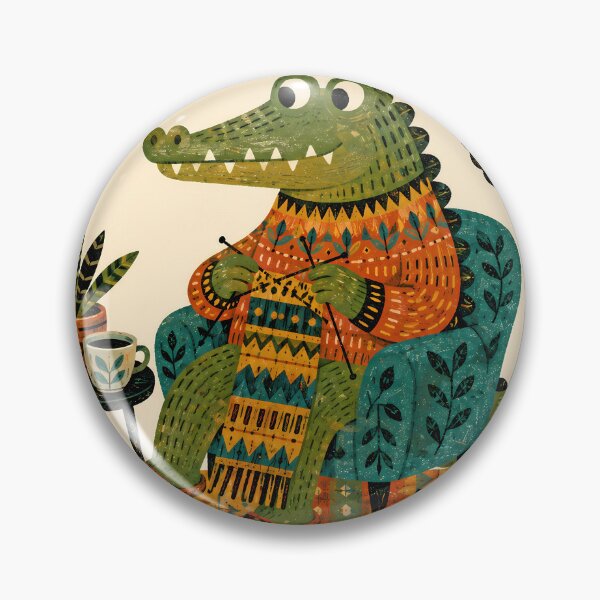 Item preview, Wall Art - Postcard - T-shirt: Cozy Crocodile Knitting designed and sold by ForeverPrintsOK.