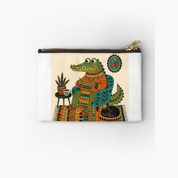 Item preview, Wall Art - Postcard - T-shirt: Cozy Crocodile Knitting designed and sold by ForeverPrintsOK.