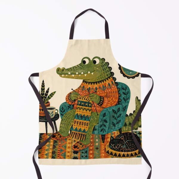 Item preview, Wall Art - Postcard - T-shirt: Cozy Crocodile Knitting designed and sold by ForeverPrintsOK.