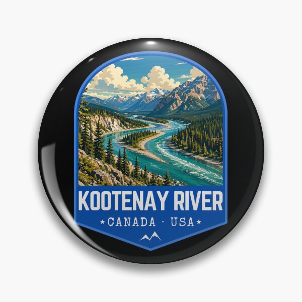 Item preview, Kootenay River, Canada, Usa, Retro Travel Art Emblem designed and sold by MaateoDesign.