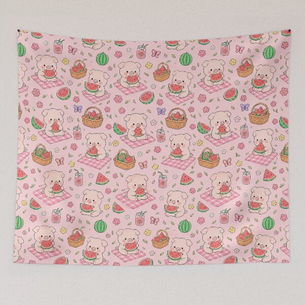 Item preview, Piggy Watermelon Picnic Pattern designed and sold by Soft Berry Studio.