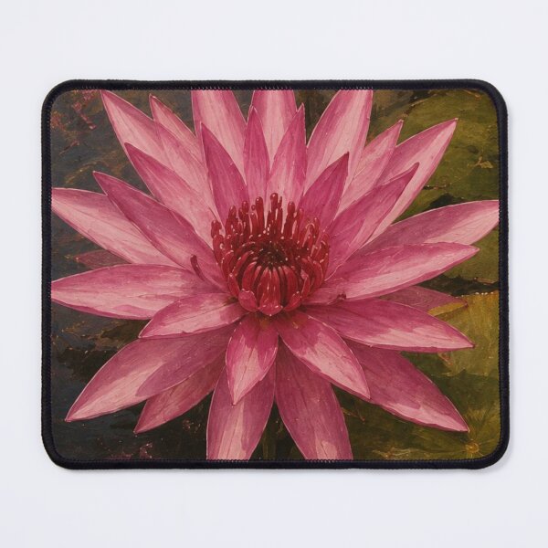 Item preview, Deep Pink Water Lily, Moody Tropical Impasto Oil Painting designed and sold by BlossoraStudio.