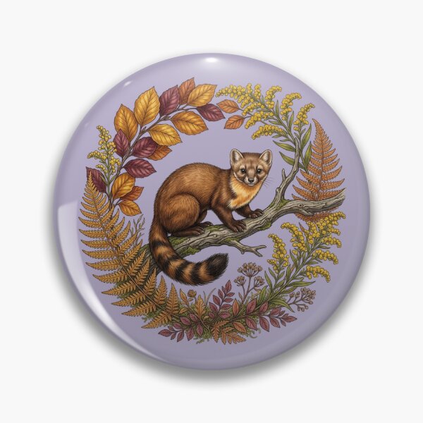 Item preview, Autumn Pine Marten Surrounded By Rich Colored Leaf Foliage  designed and sold by BirdsnStuff.