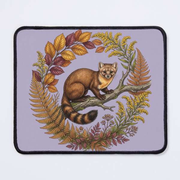 Item preview, Autumn Pine Marten Surrounded By Rich Colored Leaf Foliage designed and sold by BirdsnStuff.