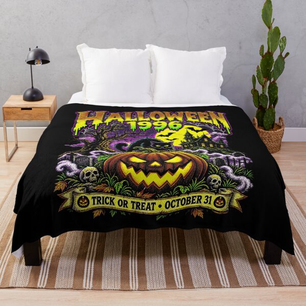 Item preview, Halloween 1996 Vintage Black Cat Jack O Lantern Retro Horror Design designed and sold by NoeValdric.