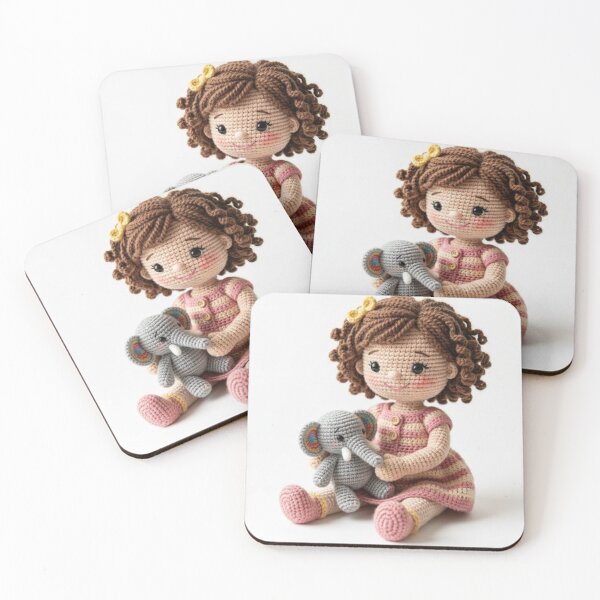 Item preview, Cute Crochet Girl Playing with Toy Elephant Amigurumi Art designed and sold by Hipa19.