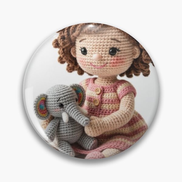 Item preview, Cute Crochet Girl Playing with Toy Elephant Amigurumi Art designed and sold by Hipa19.
