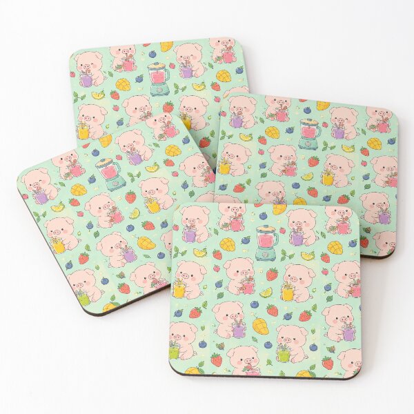 Item preview, Piggy Smoothie Bar Pattern designed and sold by Soft Berry Studio.