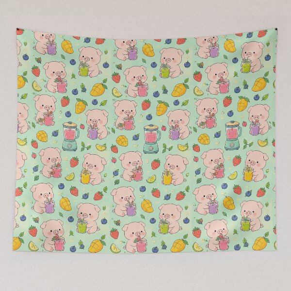 Item preview, Piggy Smoothie Bar Pattern designed and sold by Soft Berry Studio.